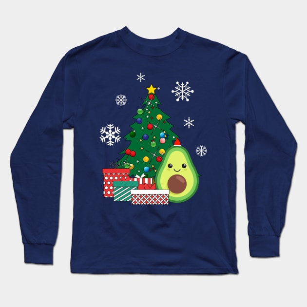 Happy Avocado Around The Christmas Tree Long Sleeve T-Shirt by Nova5